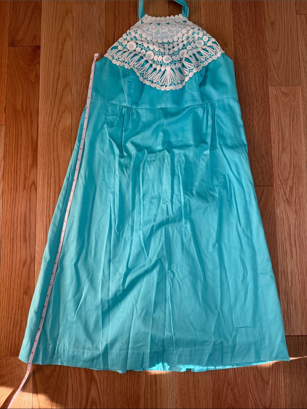 Lilly Pulitzer Turquoise Halter Dress with Lace - Picture 7 of 10